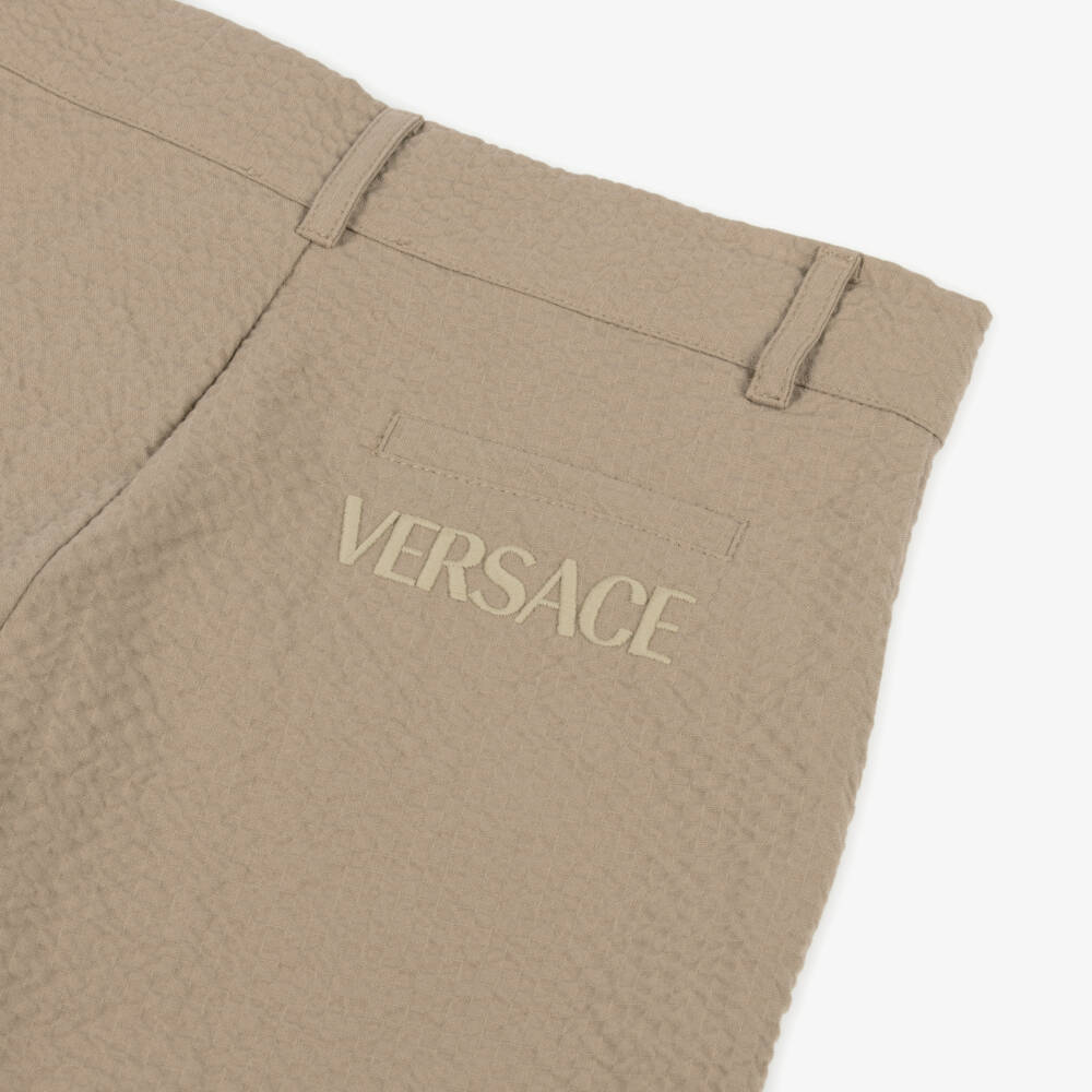 Versace-Boys Seersucker Shorts in Sand | Childrensalon Outlet