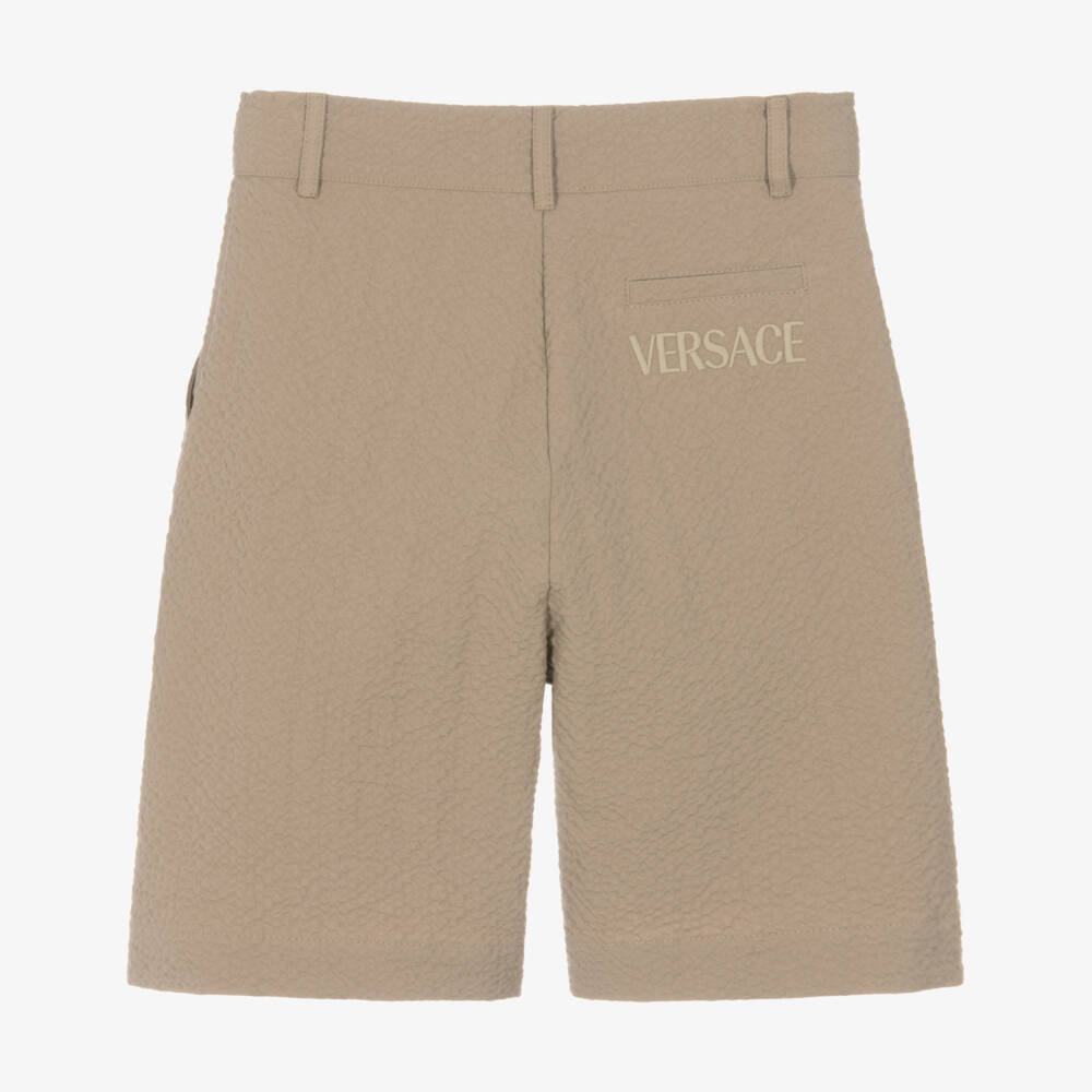 Versace-Boys Seersucker Shorts in Sand | Childrensalon Outlet