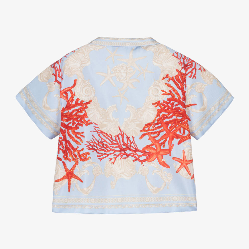 Versace-Boys Silk Starfish Print Shirt | Childrensalon Outlet