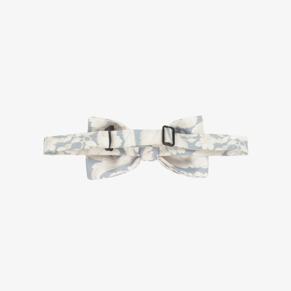 Versace-Boys Silky Ivory & Silver Bow Tie | Childrensalon Outlet