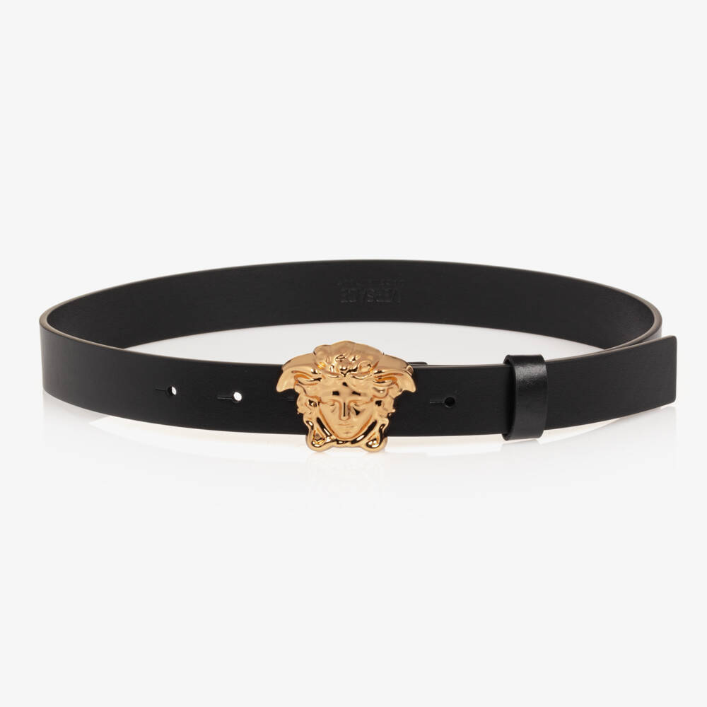 Versace-Boys Sleek Black Leather Belt | Childrensalon Outlet