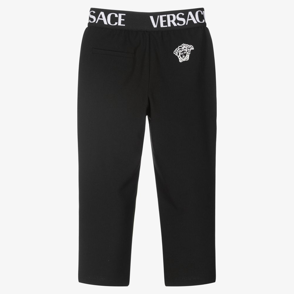 Versace-Boys Smart Black Logo Trousers | Childrensalon Outlet