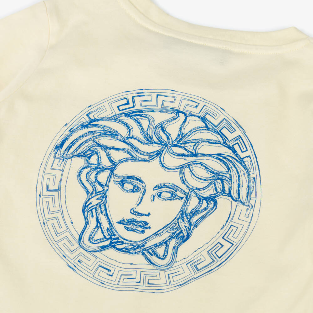 Versace-Boys Soft Yellow Logo Tee | Childrensalon Outlet