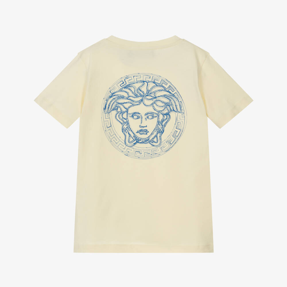 Versace-Boys Soft Yellow Logo Tee | Childrensalon Outlet