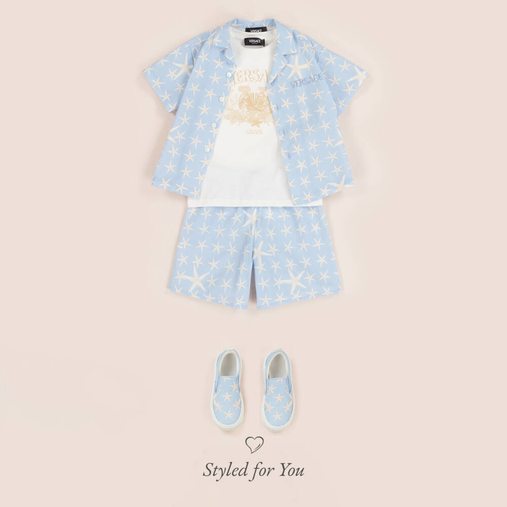 Versace-Boys Starfish Print Slip-On Trainers | Childrensalon Outlet