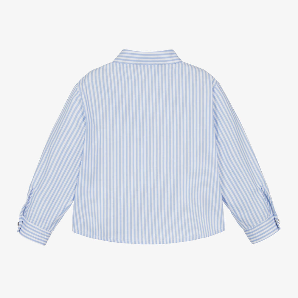 Versace-Boys Striped Blue Medusa Shirt | Childrensalon Outlet