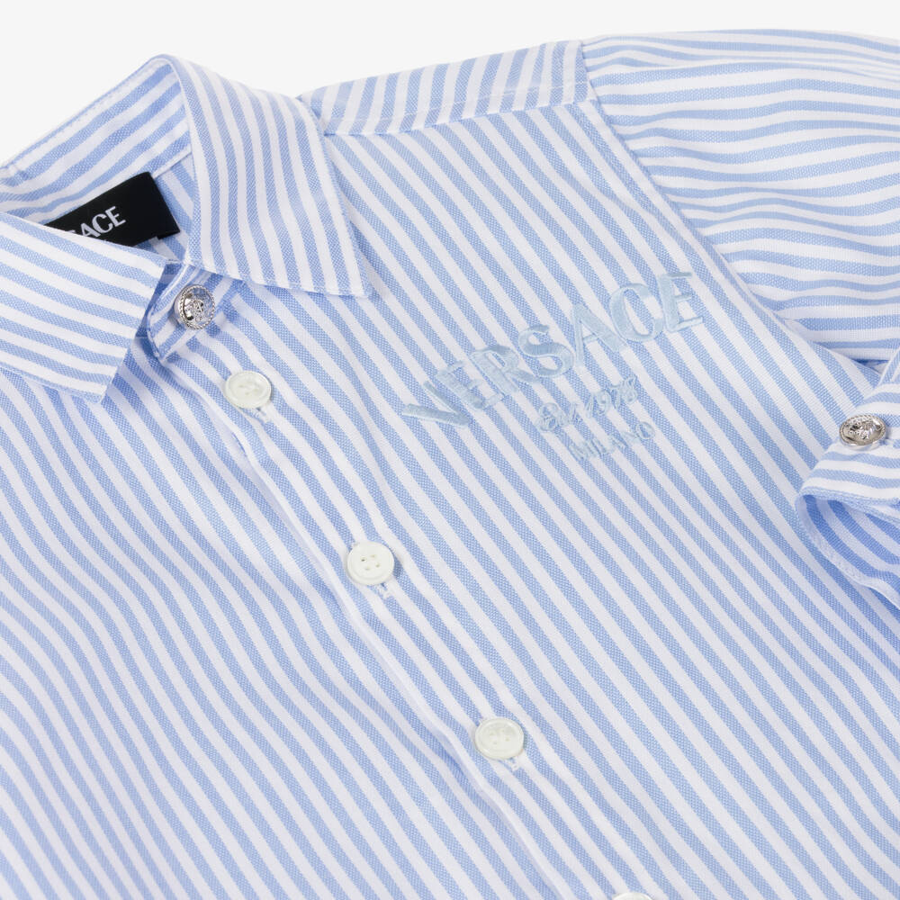 Versace-Boys Striped Cotton Oxford Shirt | Childrensalon Outlet