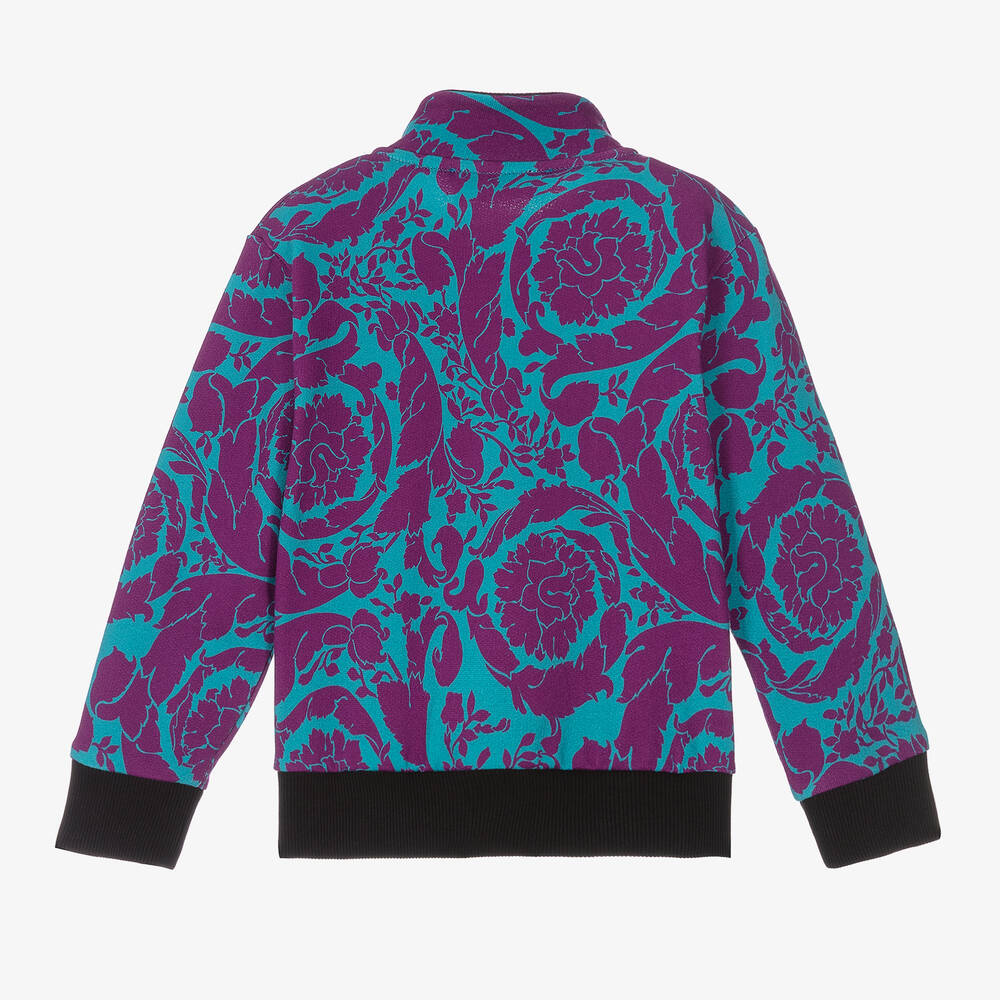 Versace-توب بسحّاب قطن لون أزرق تركواز للأولاد | Childrensalon Outlet