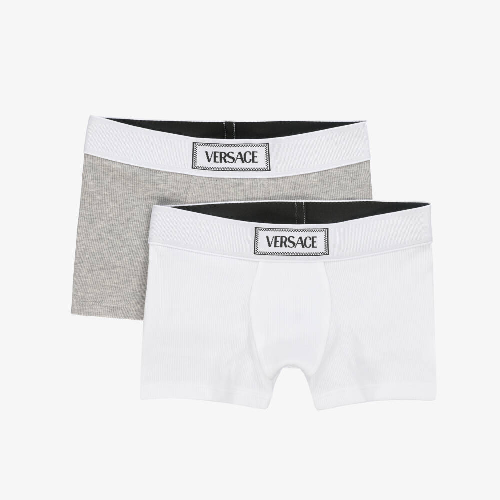 Versace-Boys' Two-Pack Grey & White Briefs | Childrensalon Outlet