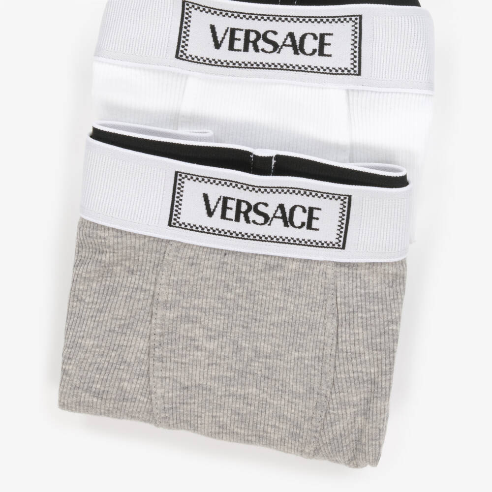 Versace-Boys' Two-Pack Grey & White Briefs | Childrensalon Outlet