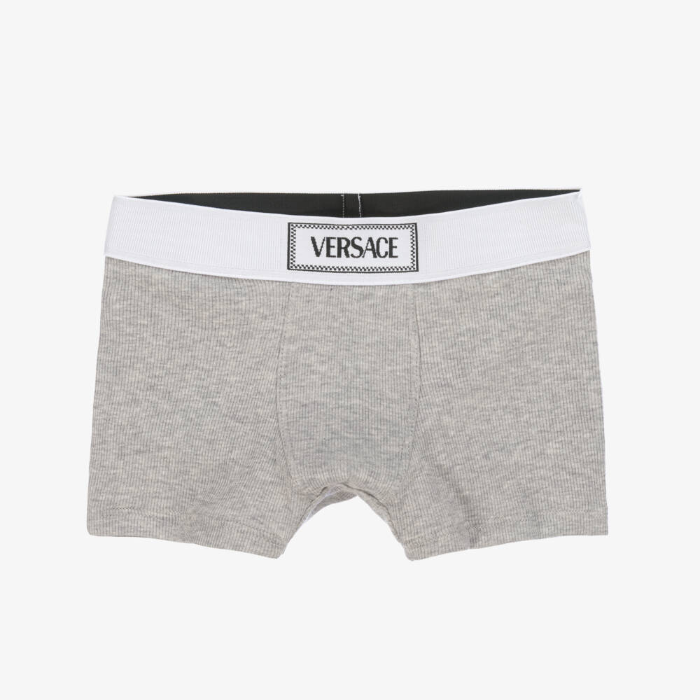 Versace-Boys' Two-Pack Grey & White Briefs | Childrensalon Outlet