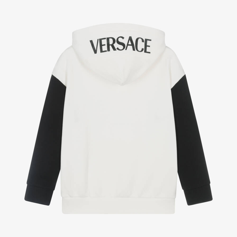 Versace-Boys White Cotton Iconic Hoodie | Childrensalon Outlet