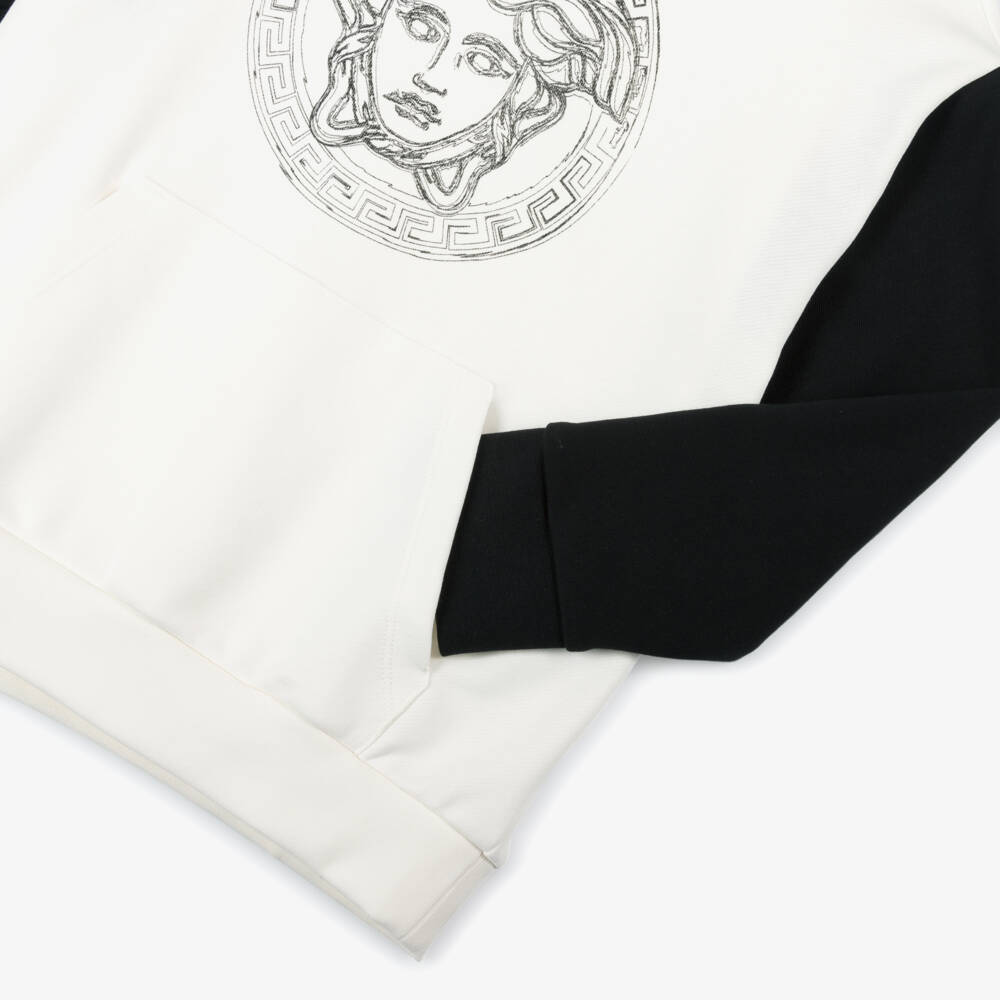 Versace-Boys White Cotton Iconic Hoodie | Childrensalon Outlet