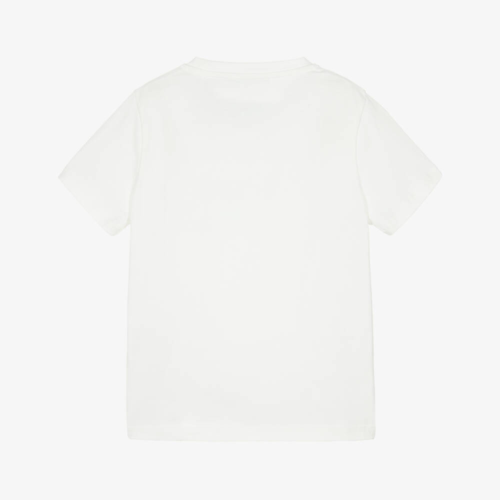 Versace-Boys White Cotton Safety Pin Logo T-Shirt | Childrensalon Outlet
