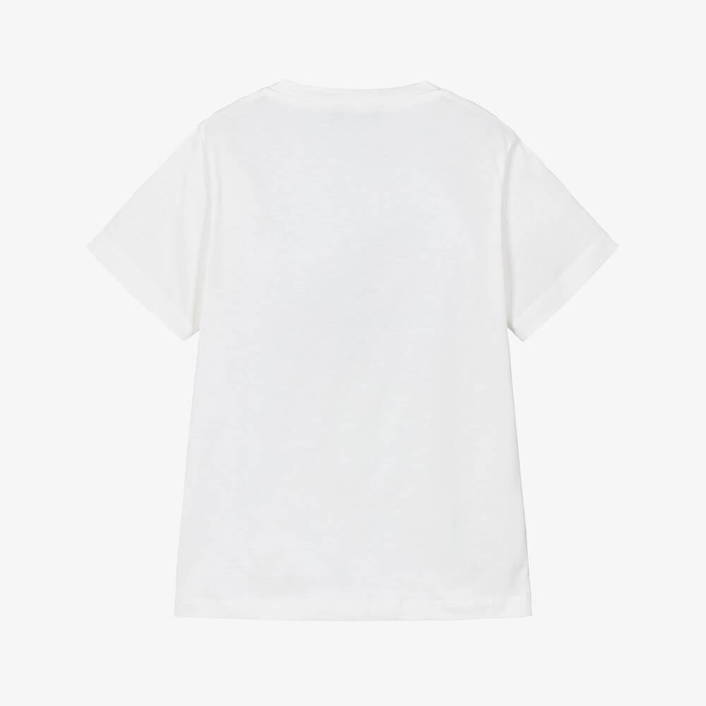 Versace-Boys White Cotton T-Shirt with Gold Foil Logo | Childrensalon Outlet