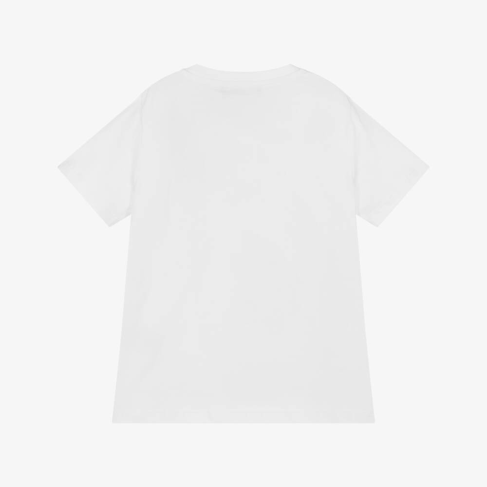 Versace-Boys White Cotton T-Shirt with Logo Crest | Childrensalon Outlet