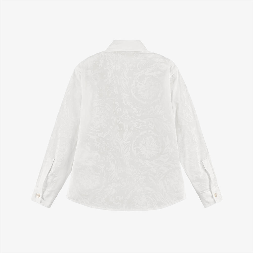 Versace-Boys White Cotton Whisper Barocco Shirt | Childrensalon Outlet