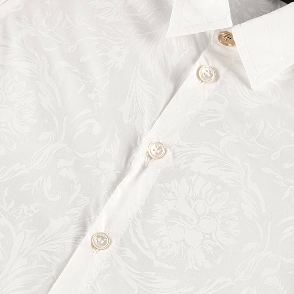 Versace-Boys White Cotton Whisper Barocco Shirt | Childrensalon Outlet