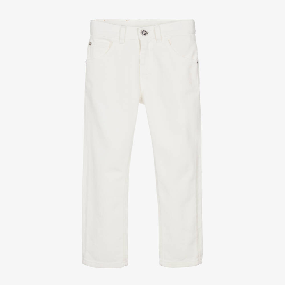 Versace-Boys White Gabardine Button Jeans | Childrensalon Outlet
