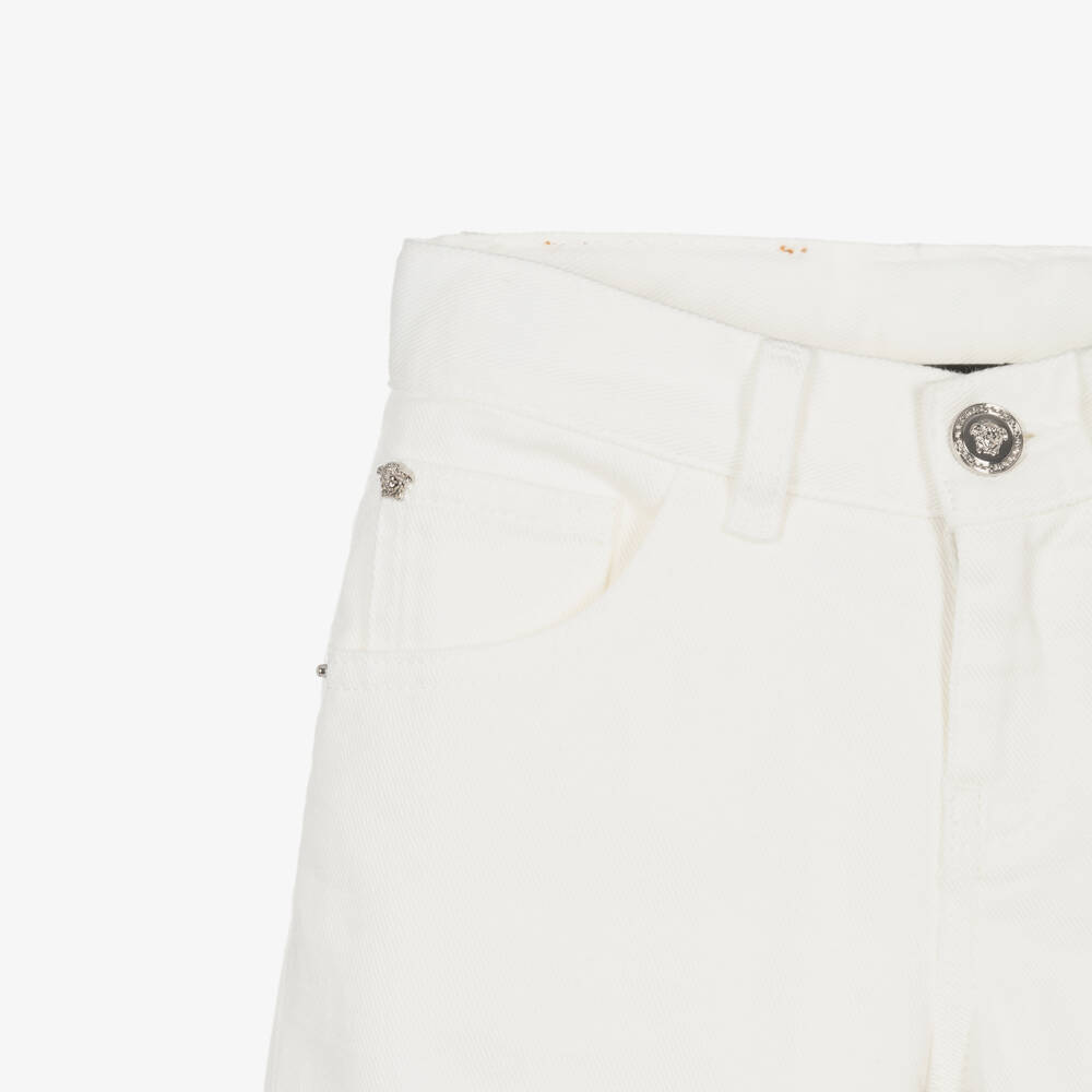 Versace-Белые джинсы из денима с пуговицами Medusa | Childrensalon Outlet