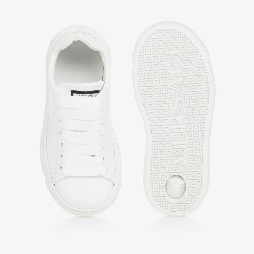 Versace-Boys White Greca Lace Trainers | Childrensalon Outlet