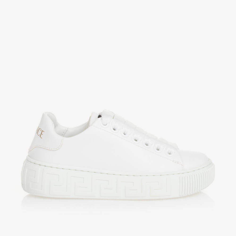 Versace-Boys White Greca Lace Trainers | Childrensalon Outlet