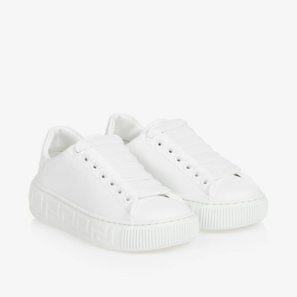 Versace-Boys White Greca Lace Trainers | Childrensalon Outlet