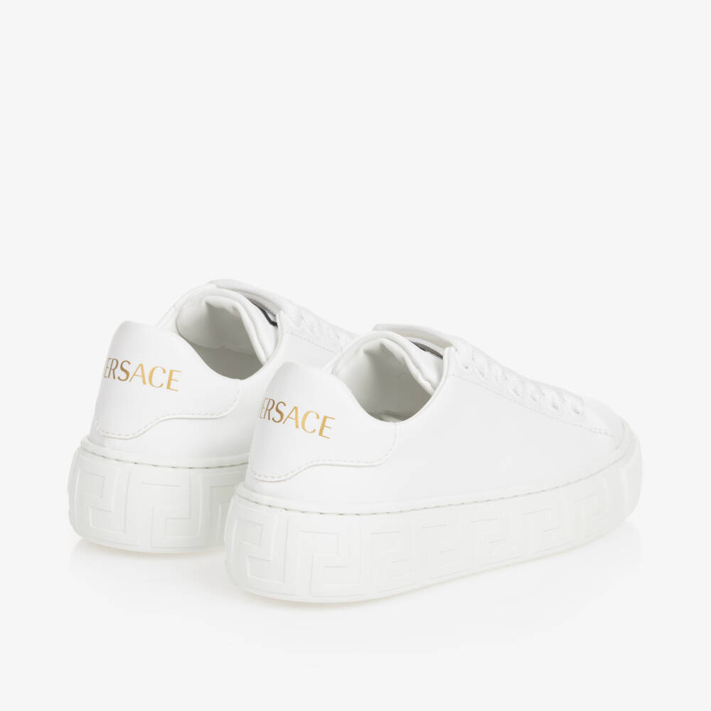 Versace-Boys White Greca Lace Trainers | Childrensalon Outlet