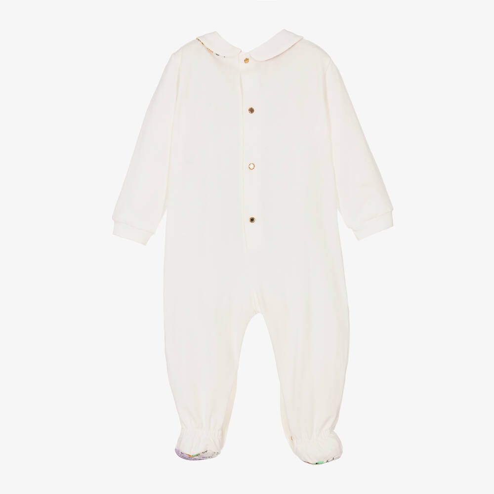 Versace-بيبي غرو قطن جيرسي لون أبيض وأخضر للمواليد | Childrensalon Outlet