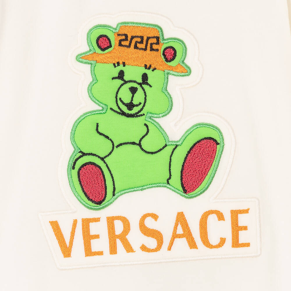 Versace-بيبي غرو قطن جيرسي لون أبيض وأخضر للمواليد | Childrensalon Outlet