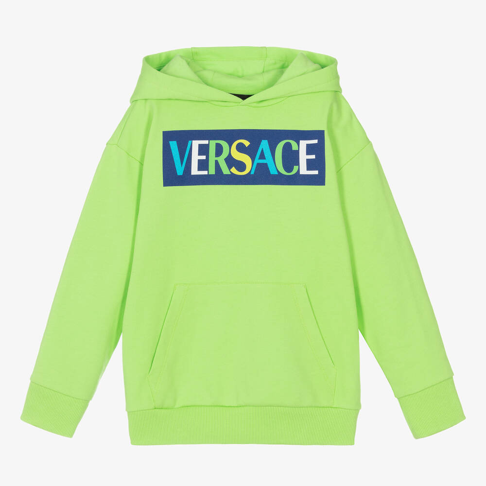 Versace - Hellgrüner Baumwoll-Kapuzenpulli | Childrensalon