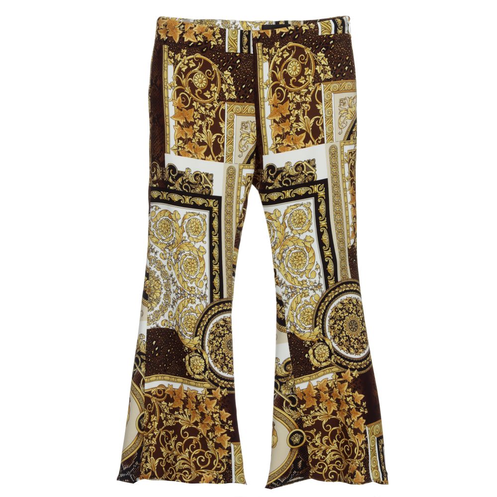 Versace - Brown & Gold Flared Trousers  | Childrensalon