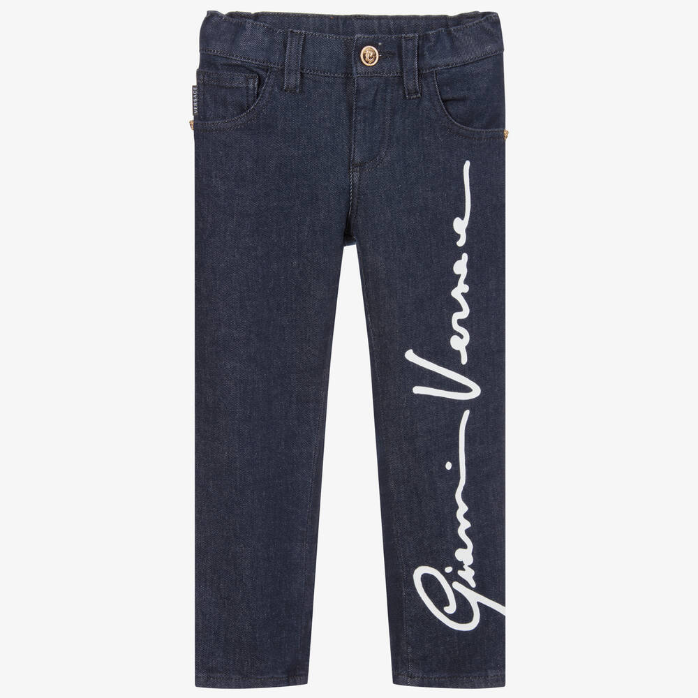 Versace - Dark Blue Denim Logo Jeans | Childrensalon