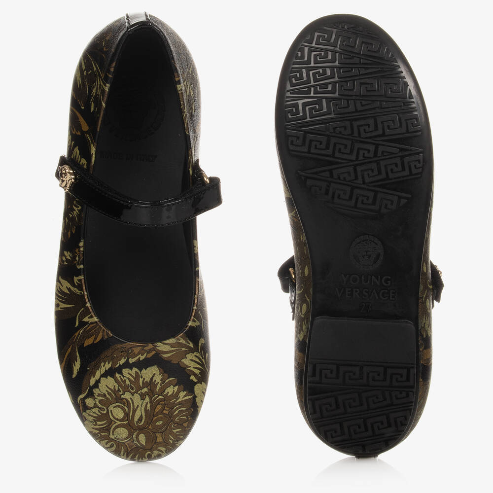 Versace-Girls Barocco Leather Pumps | Childrensalon Outlet