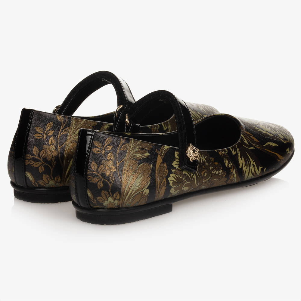 Versace-Girls Barocco Leather Pumps | Childrensalon Outlet