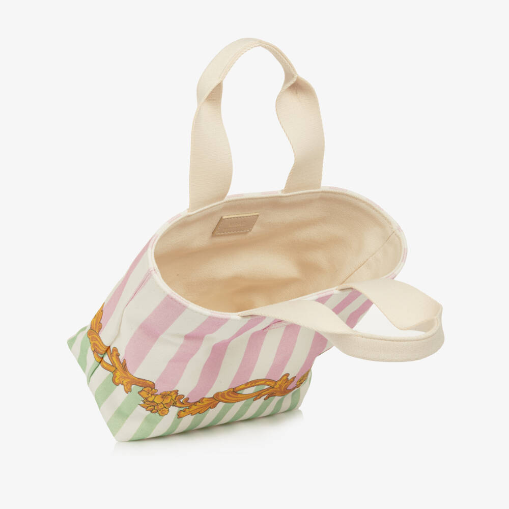 Versace-Girls Barocco Pinstripe Canvas Tote Bag (28cm) | Childrensalon Outlet