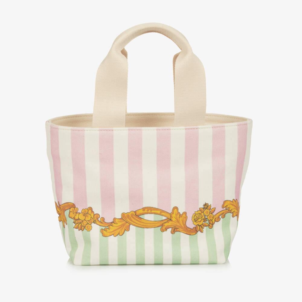 Versace-Girls Barocco Pinstripe Canvas Tote Bag (28cm) | Childrensalon Outlet