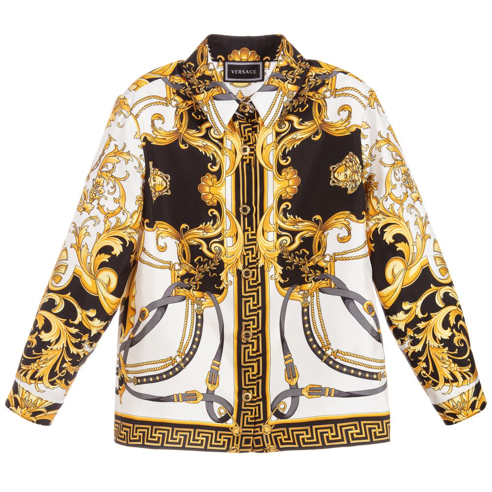 Versace - Girls Baroque Silk Blouse   | Childrensalon