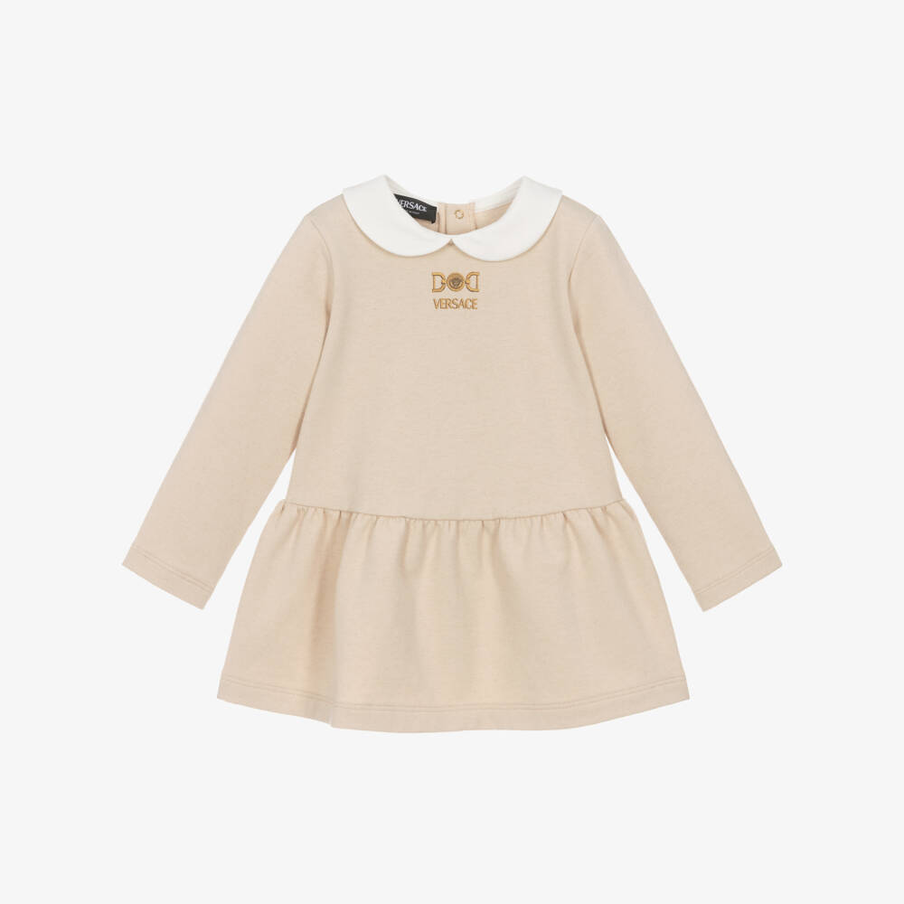 Versace-فستان بيج للبنات من مزيج الكشمير | Childrensalon Outlet
