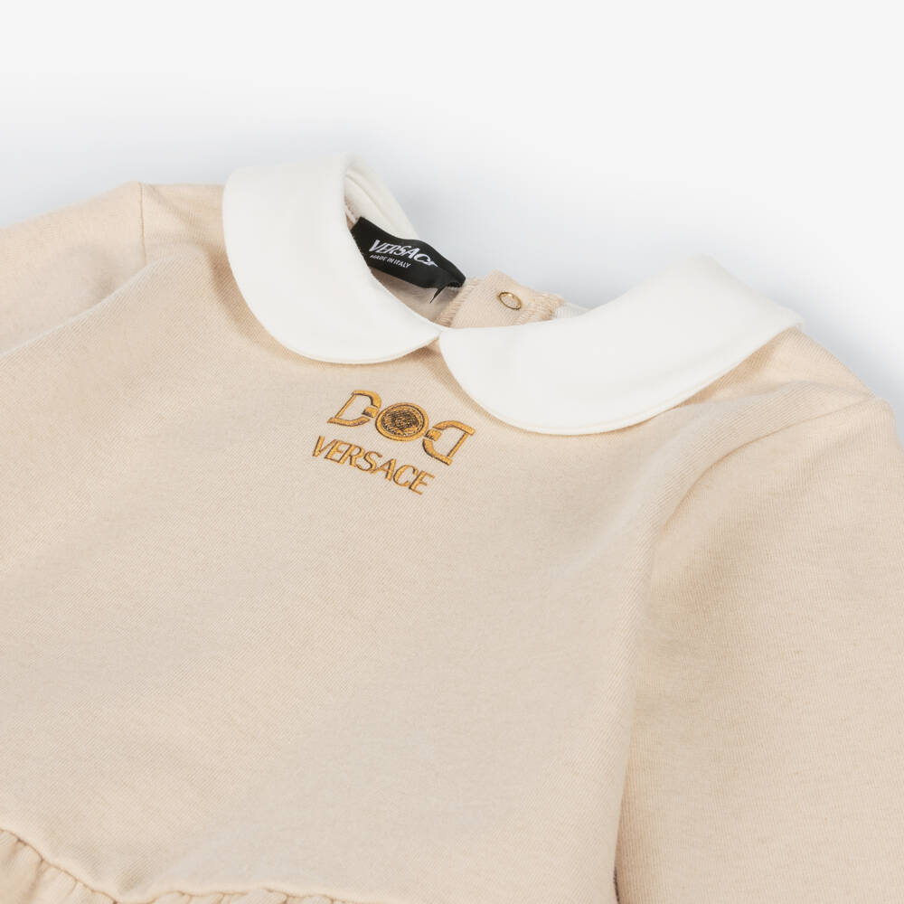Versace-Girls Beige Cashmere Blend Dress | Childrensalon Outlet