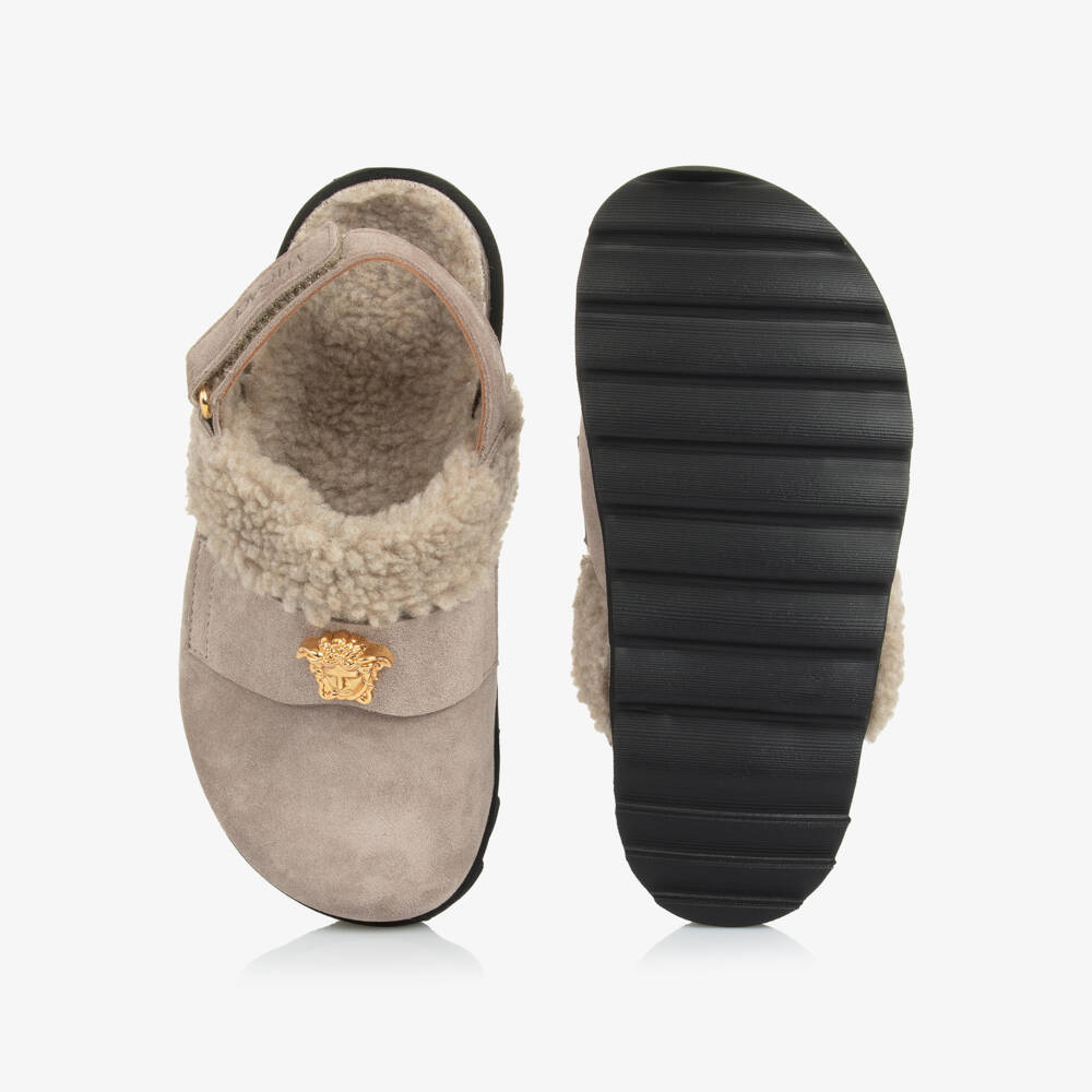 Versace-حذاء بناتي بيج من الجلد السويدي | Childrensalon Outlet