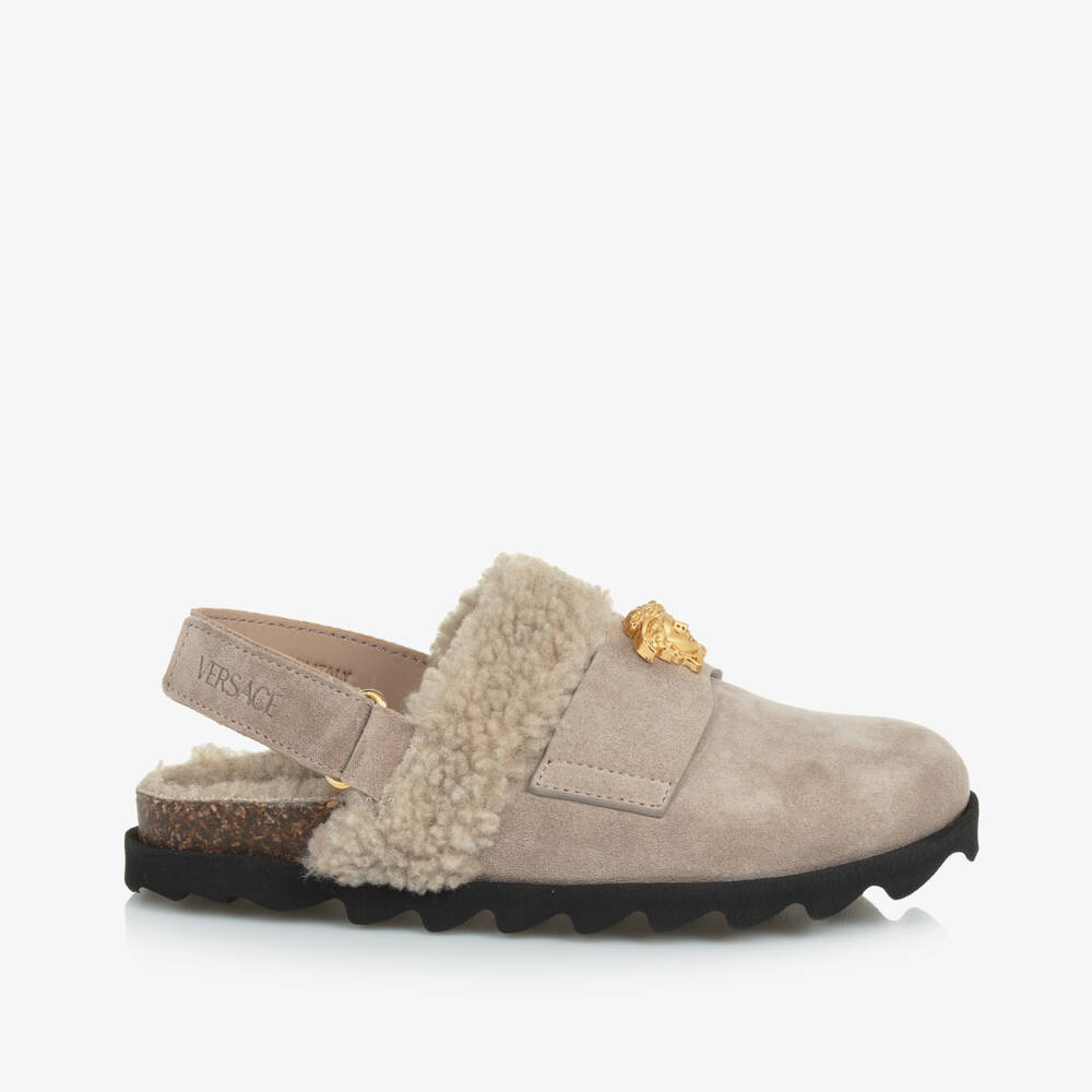 Versace-Бежевые замшевые туфли для девочек | Childrensalon Outlet