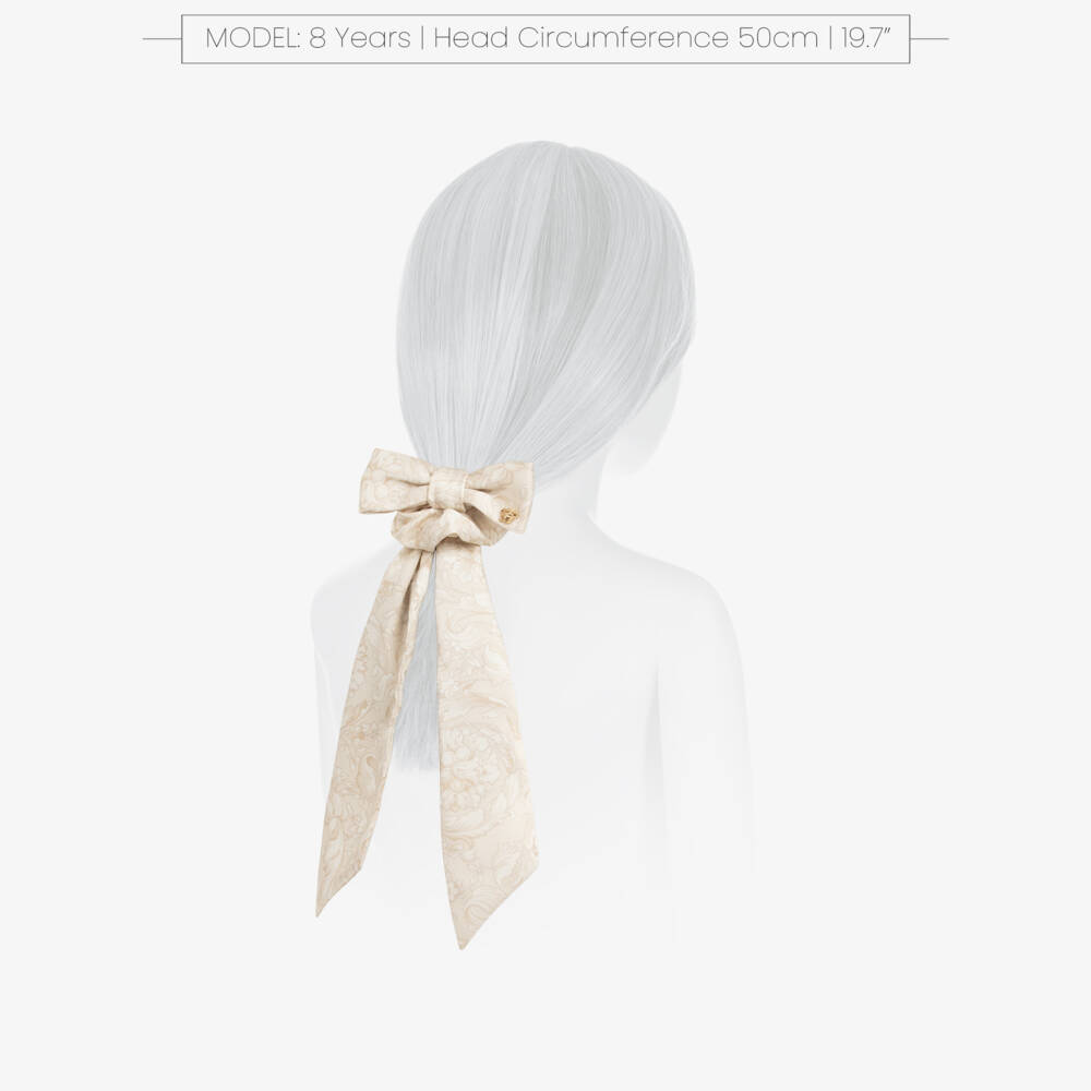 Versace-Girls Beige Whisper Barocco Hair Scrunchie | Childrensalon Outlet
