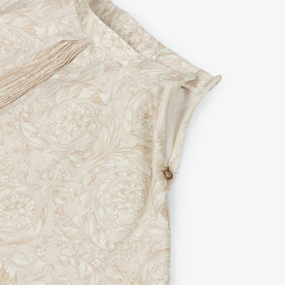 Versace-Girls Beige Whisper Barocco Pleated Skirt | Childrensalon Outlet