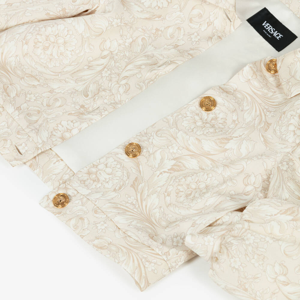 Versace-Girls Beige Whisper Barocco Satin Jacket | Childrensalon Outlet