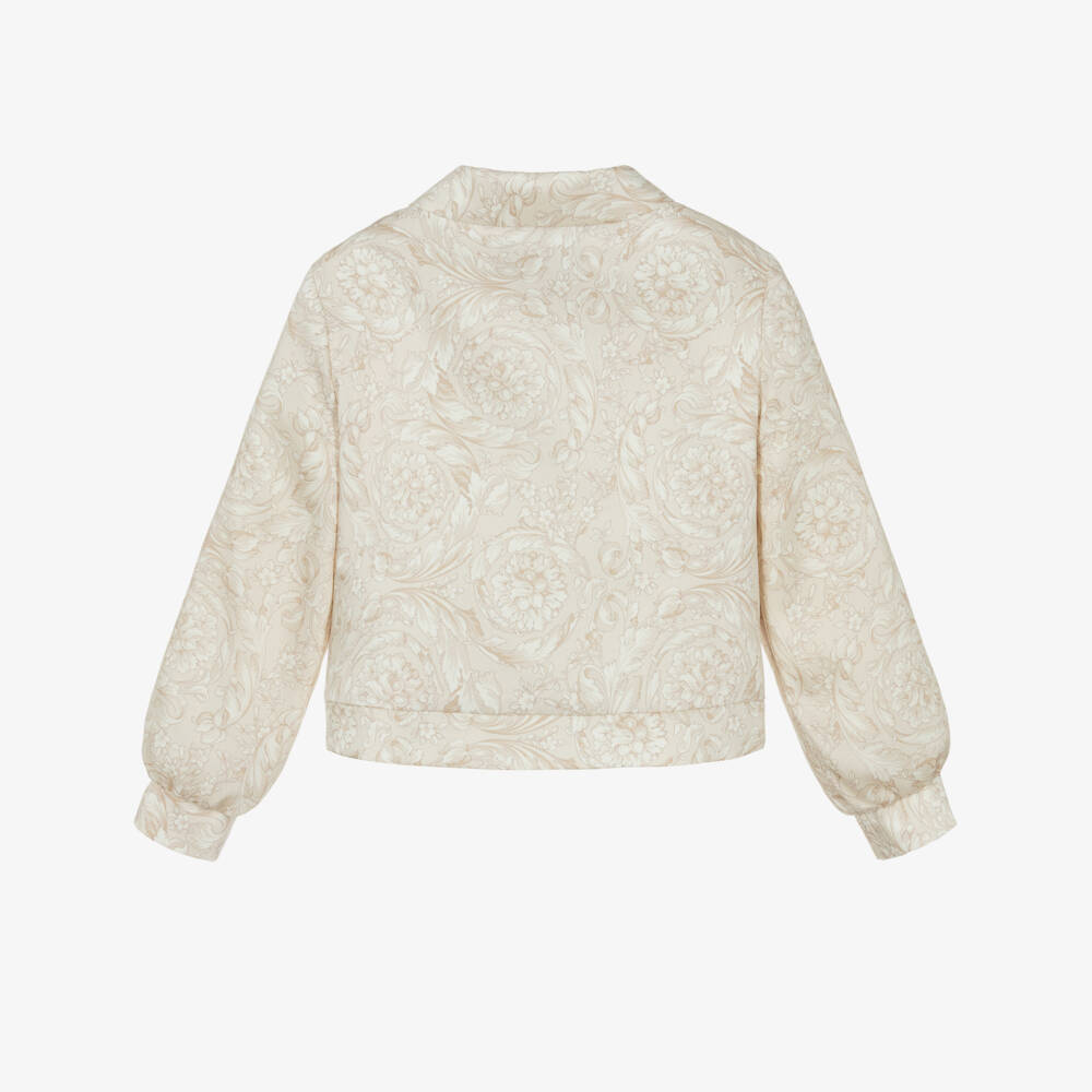 Versace-Girls Beige Whisper Barocco Satin Jacket | Childrensalon Outlet