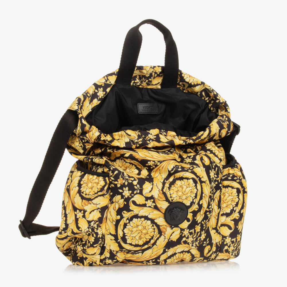 Versace-Girls Black and Gold Patterned Backpack | Childrensalon Outlet