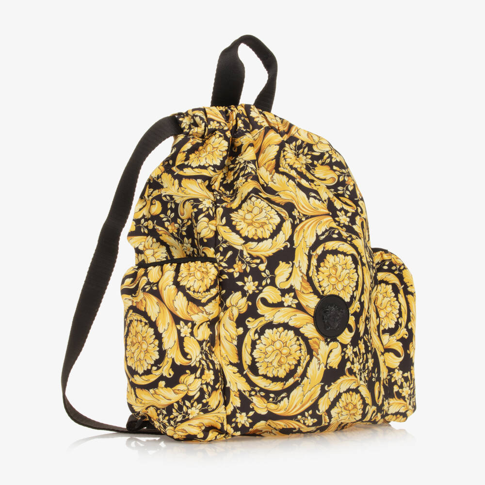 Versace-Girls Black and Gold Patterned Backpack | Childrensalon Outlet