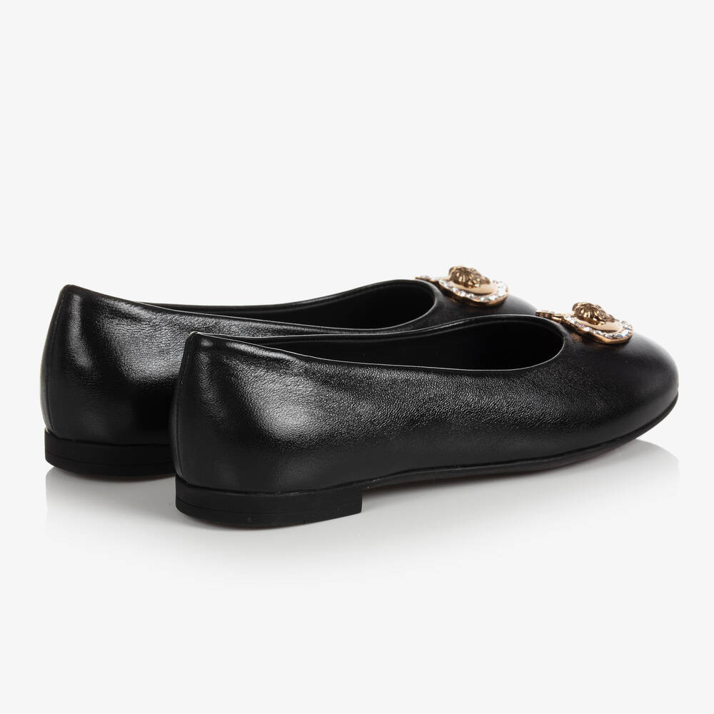 Versace-Girls Black Ballerina Pumps | Childrensalon Outlet
