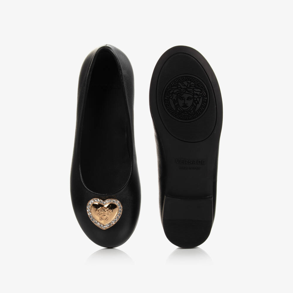 Versace-بمب باليرينا جلد لون أسود للبنات | Childrensalon Outlet